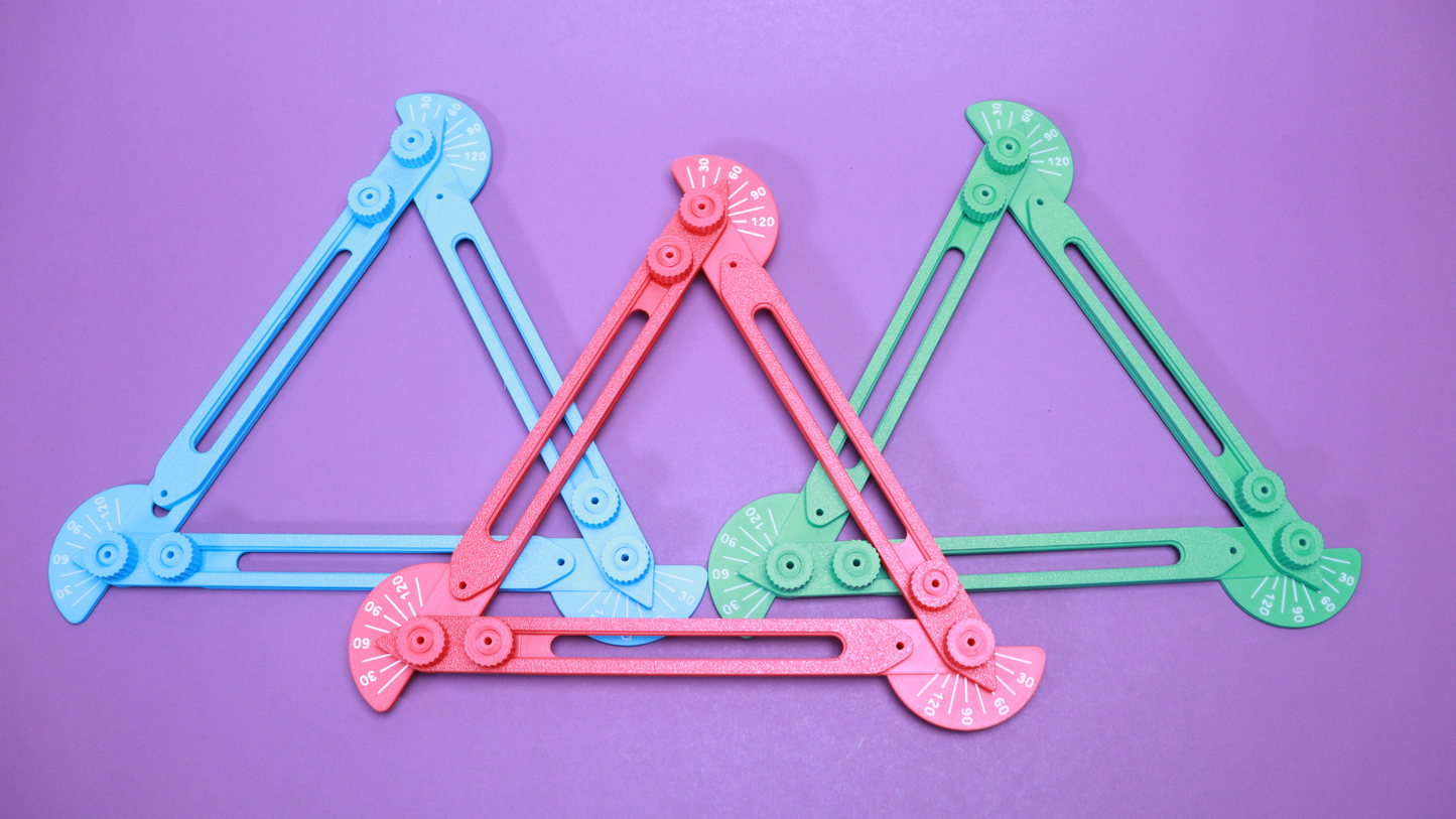 Adjustable & Tactile Math Triangle (2-pack) - For Teaching Angles, Triangles, Trigonometry (3D-Printed)